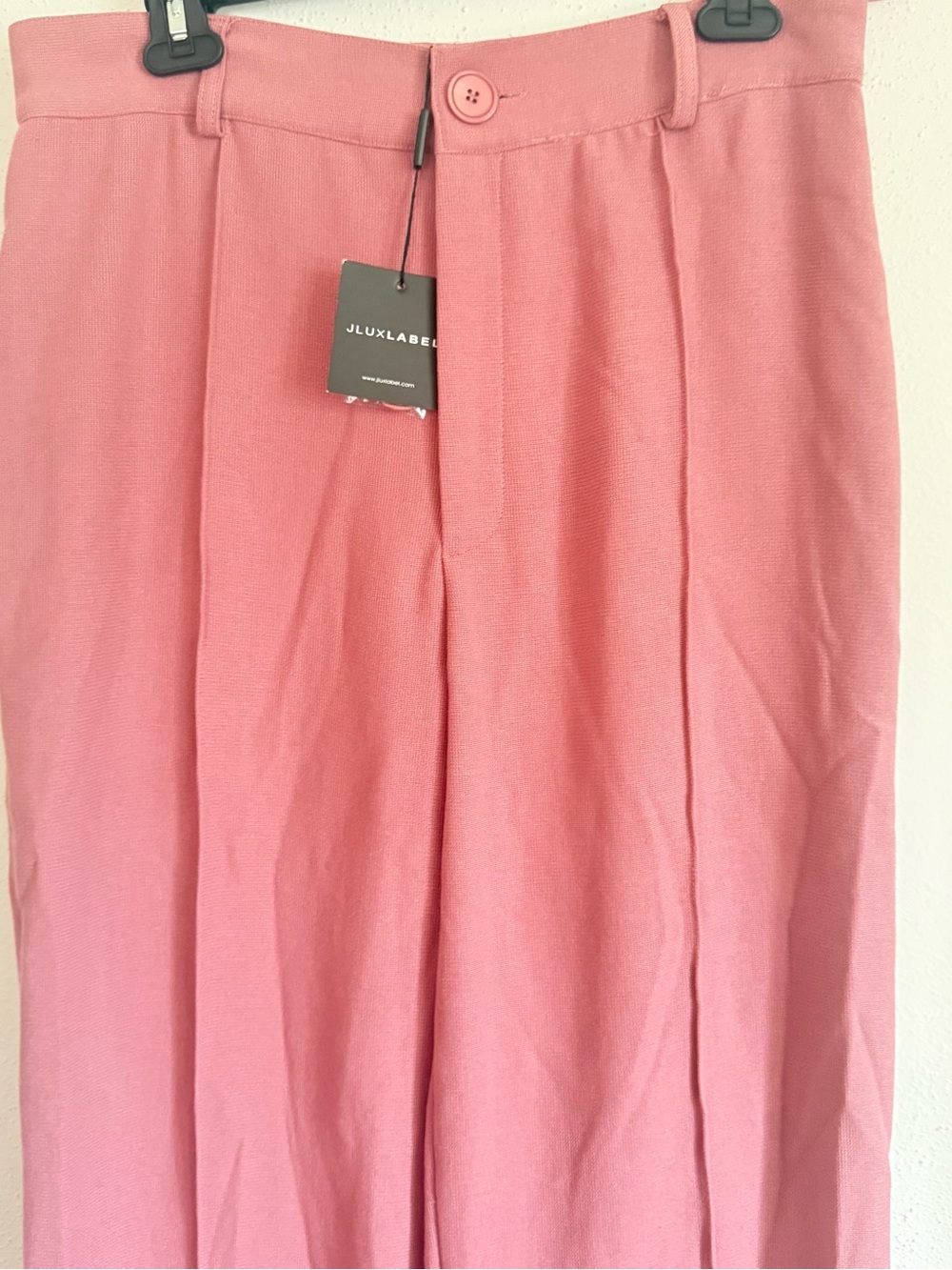 JLUXLABEL Rose-Pink High-Waist Pleated Trousers